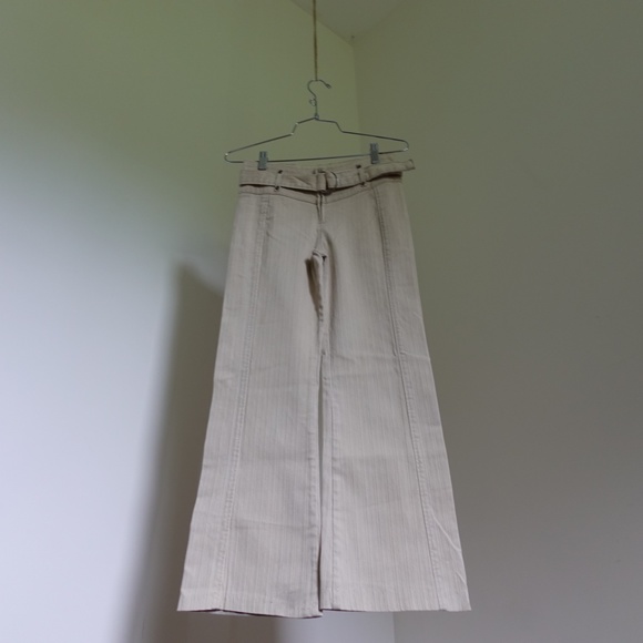 Y2K Tommy Hilfiger Low Rise Flare Jeans w D Ring Belt Khaki - Picture 4 of 5